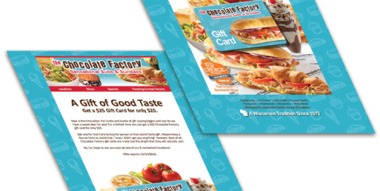 Email for The chocolate Factory designed by Casper Creative Group.