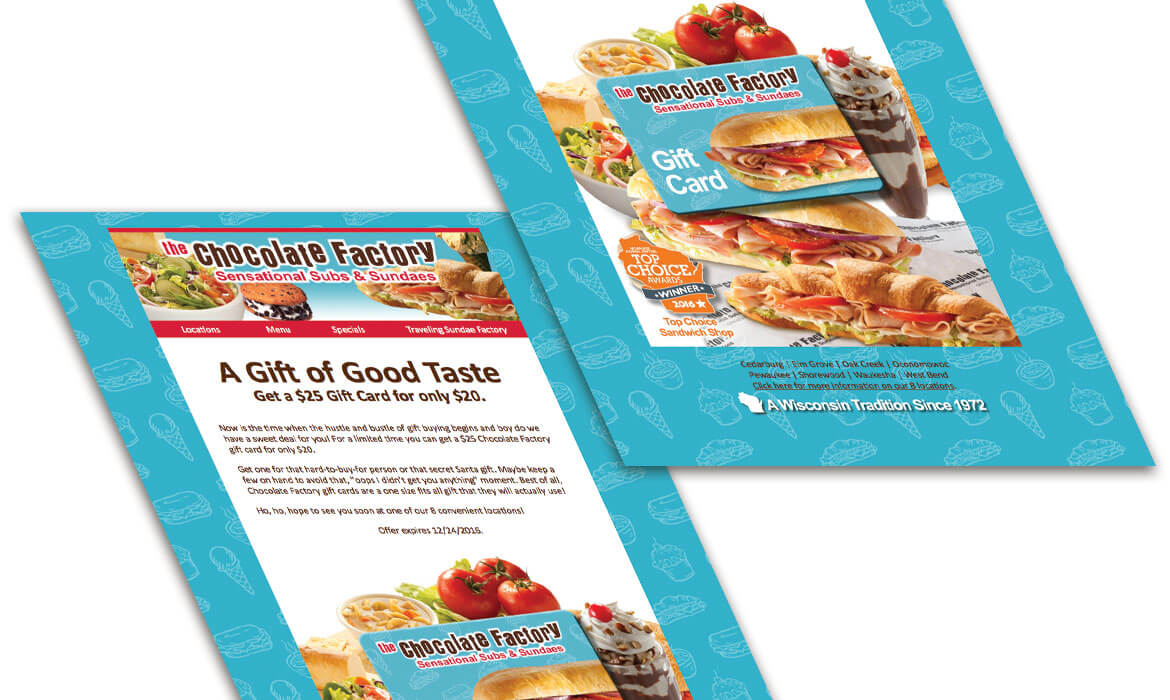 Email for The chocolate Factory designed by Casper Creative Group.